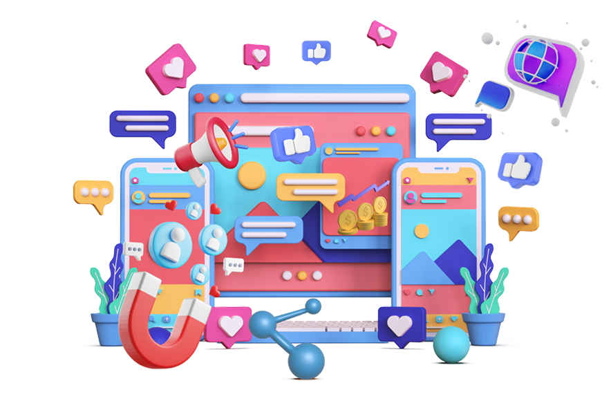 Social media management illustration